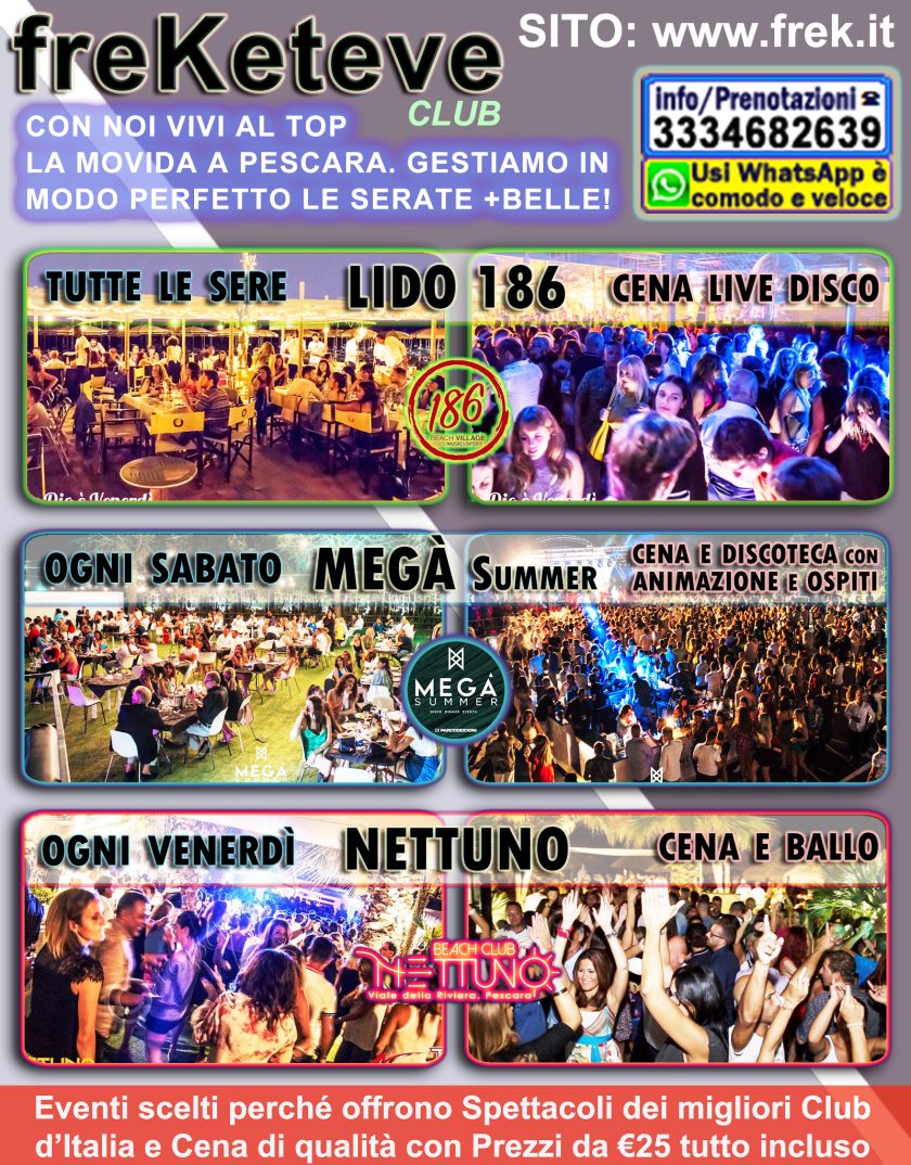 Eventi a Pescara oggi stasera prossimi Sabato Cena Ballo