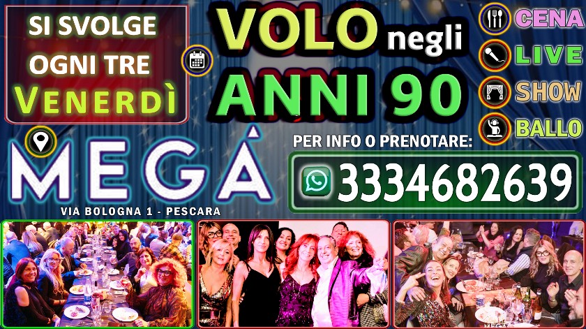 serata volo negli anni 90 a megà pescara
